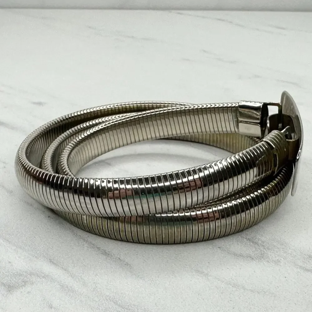 Vintage Crystal Engraved Gold Tone Coil Stretch Belt Small (S) ✨